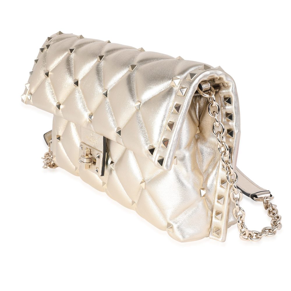 Valentino Metallic Gold Lambskin Rockstud Spike Convertible Bag - Picture 2 of 8